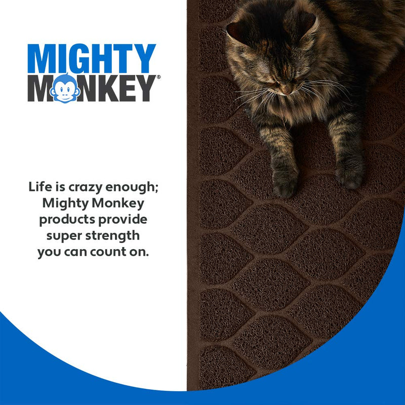 MIGHTY MONKEY Easy to Clean Cat Litter Trapping Mat, Best Scatter Control, Soft on Kitty Cats Paws, Goes Under Litter Box Mat, Keep Floors Clean, Durable Backing to Prevent Moving, Mesh Design 24x17 Inch (Pack of 1) Chocolate - PawsPlanet Australia
