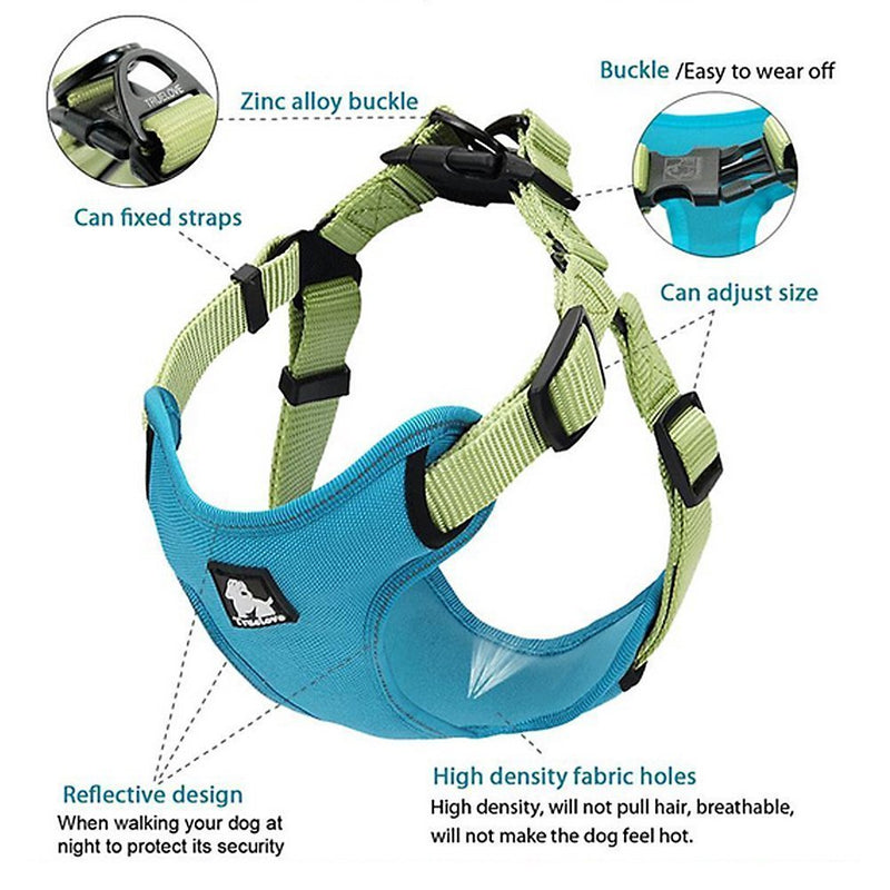 Da Jia Inc 3M Reflective Front Range Dog Harness with Handle Durable Nylon Adjustable Breathable Mesh Pet No Pull Dog Nylon Vest Protective Dog Vest for Small to Large Dogs (Grey, L) L(Chest: 20.5-36.2") Grey - PawsPlanet Australia