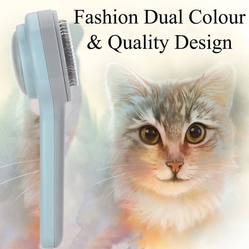 Cat brush, pet brush, long hair, cat comb, self-cleaning slicker brush, gently removes loose undercoat, mats, hair, grooming brush for cats, dogs, massage cleaning brushes, cat brush - PawsPlanet Australia