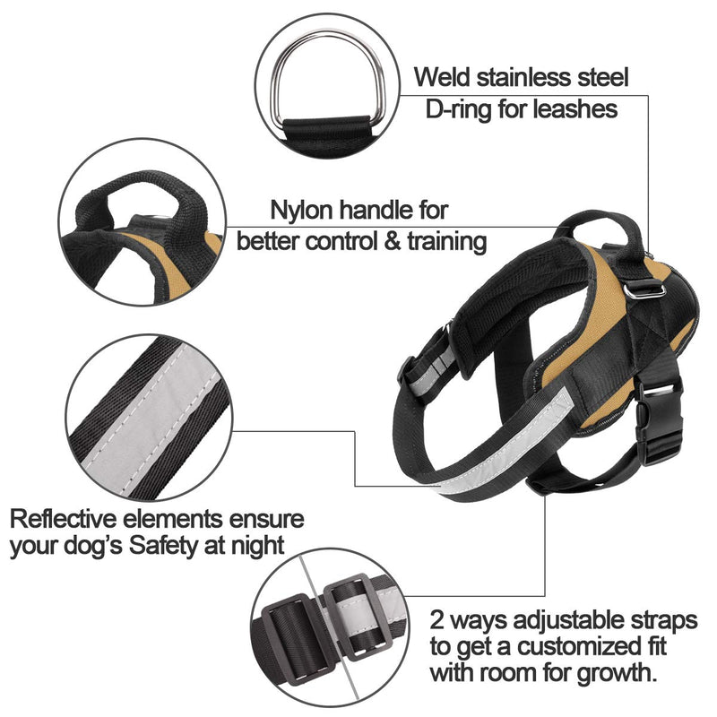 [Australia] - Bolux Service Dog Harness, Easy On and Off Pet Vest Harness, Reflective Breathable and Easy Adjust Pet Halters with Nylon Handle for Small Medium Large Dogs - No More Pulling, Tugging or Choking XS:(chest 14-17''/neck 11-14'') Army yellow 