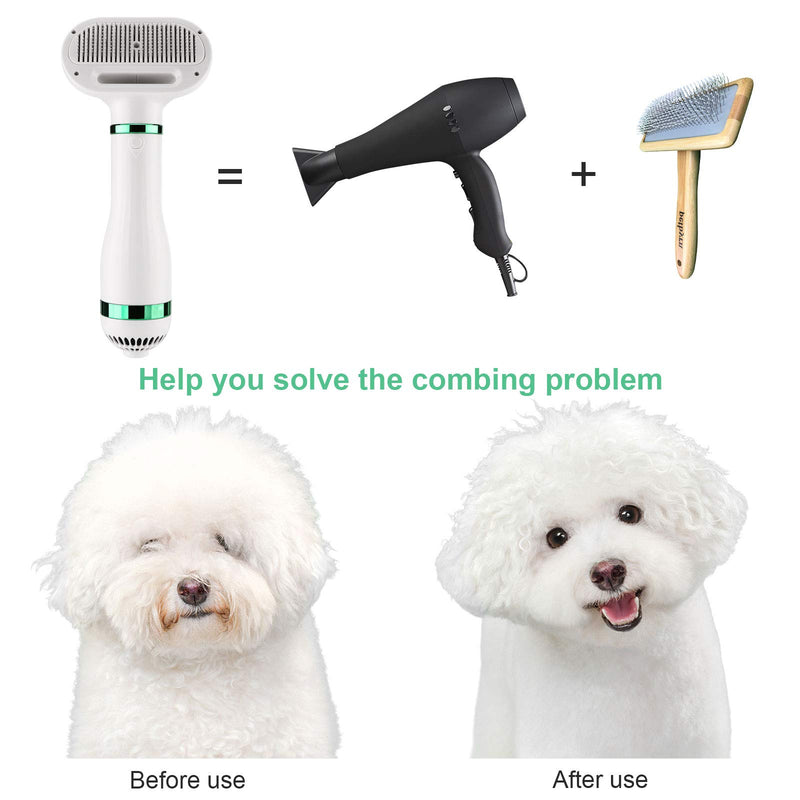Ownpets Dog Hair Dryer, 3 in 1 Portable Pet Grooming Blower with Slicker Brush, Adjustable Temperature & Fast-Drying Towel, Perfect Home Pet Care for Dogs, Cats & Other Coated Breed - PawsPlanet Australia