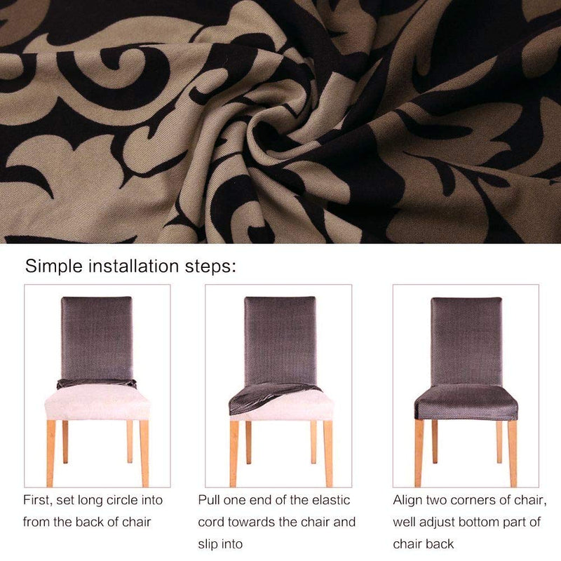 SUBCLUSTER 4 Pcs/Set Premium Chair Cover Set Upgrade Chair Protective Cover Slipcover Universal Stretch Elastic Chair Protector Seat Covers for Dining Room Wedding Banquet Party Decoration (Style 9) Style 9 - PawsPlanet Australia