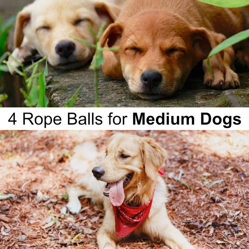 Otterly Pets Dog Toys for Medium Breed Dogs Rope Dog Ball Aggressive Chewers Cotton Balls Outdoor and Indoor Play (4-Pack) - PawsPlanet Australia