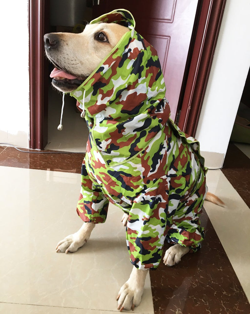 ZoonPark Dog Raincoats,Four-legged Full body Raincoat Waterproof Polyester Adorable Hoodie Poncho Clothes Raincoat for Medium Dogs Large Dogs Labrador Samoyed Golden Retriever 26 ：(Chest 86cm Back Length 68cm) Green - PawsPlanet Australia