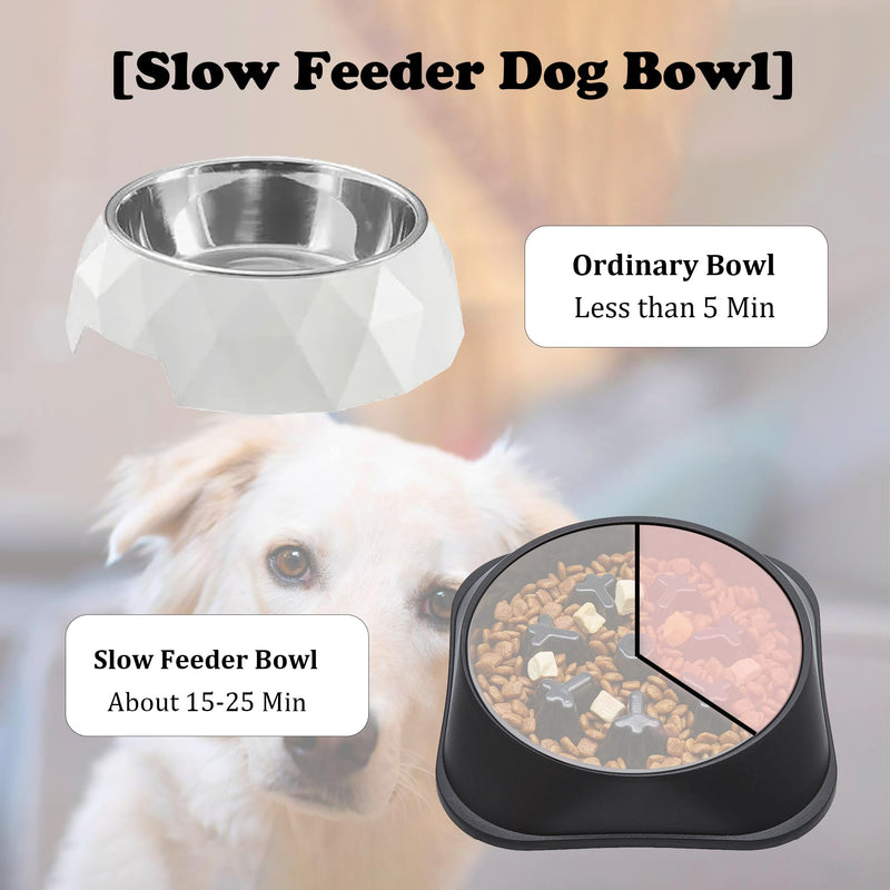 Slow Feeder Dog Bowl Set Anti-Choking Feeder Puzzle Dog Food Bowls Slows Down Eating Feeding Bowls Prevent Overeating Anti-Slip Pet Feeding Dishes for Small & Medium Dogs(2 Piece) Black&Dark Blue - PawsPlanet Australia