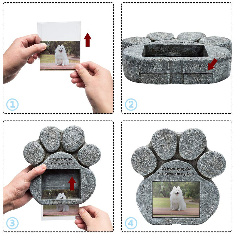 EXPAWLORER Pet Paw Memorial Stone with a Photo Frame and Sympathy Poem, Pet Loss Gigts in Garden Backyard Marker Grave Tombstone for Dogs Cats - PawsPlanet Australia