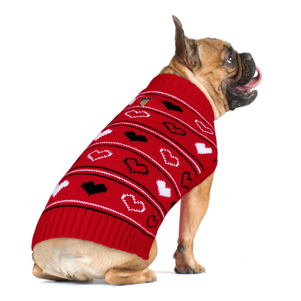 Queenmore Valentine Dog Sweater,Small Dog Sweater for Tiny Dogs,Teacups,frenchies,Chihuahuas,Yorkies,Turtleneck Girl Dogs Red Knit Sweaters Red,S Small - PawsPlanet Australia