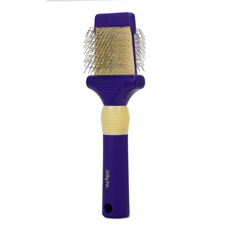 GROOMERSPRO Jelly Pet Double Sided Slicker Brush, Longer Pins, Flexible Head, Fine/Coarse Sides, Removes Unwanted Tangles, Made in USA, Large, Teal - PawsPlanet Australia