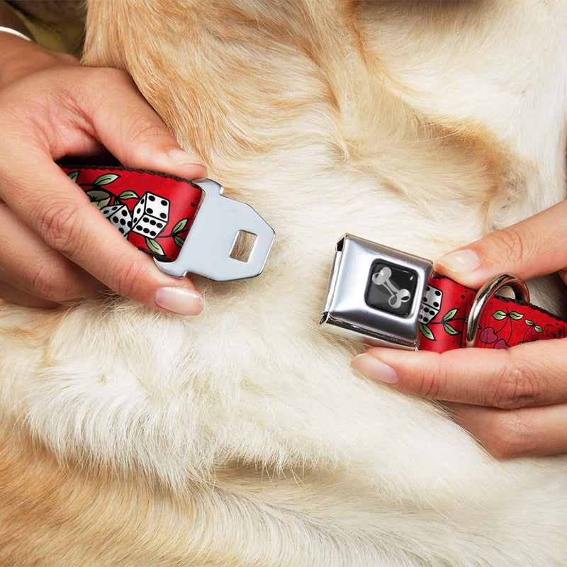 [Australia] - Dog Collar Seatbelt Buckle Lucky Red 15 to 26 Inches 1.0 Inch Wide Large 