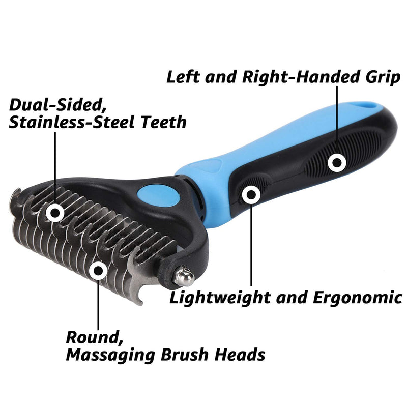 [Australia] - Nidawi Dog Grooming Brush and Deshedding Tool for Detangling Loose Hair and Undercoat, Helps Reduce Tangles, Shedding, and Mats in Long Fur, Gentle and Stress Free Blue 