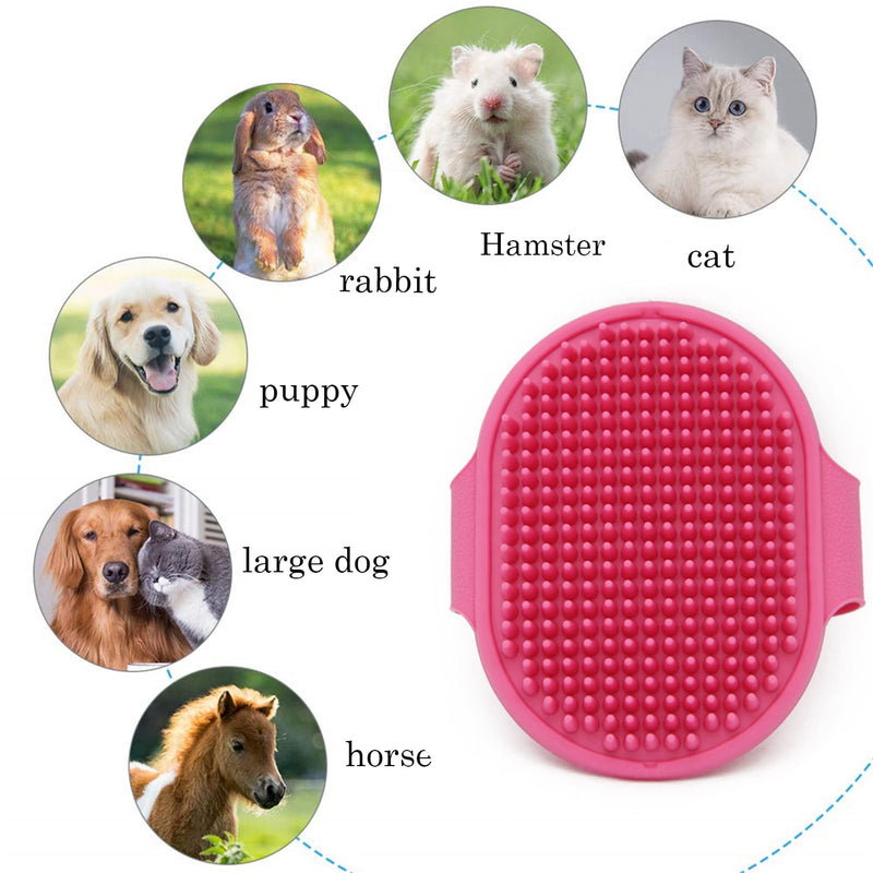 Grooming Pet Shampoo Brush Shampoo Soothing Brush Wash Brush Rubber Soothing Massager With Adjustable Handle, Mitt Comb For Long Short Haired Dogs and Cats Puppy Washing Grooming Rose with Paper - PawsPlanet Australia