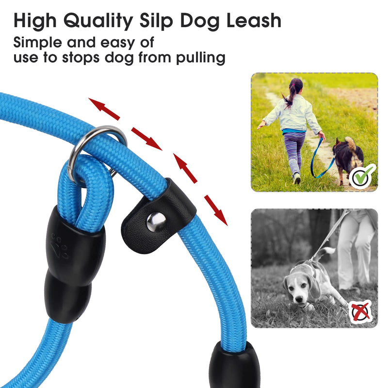 TIESOME Slip Collar Dog Training Choke Collar, Round Nylon Rope Collar No Pull P-Collar for Small Medium Large Dogs (Black M) Black M - PawsPlanet Australia