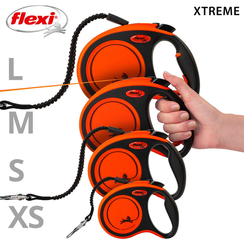 flexi retractable leash Xtreme - Tape Leash Orange - S black orange - PawsPlanet Australia