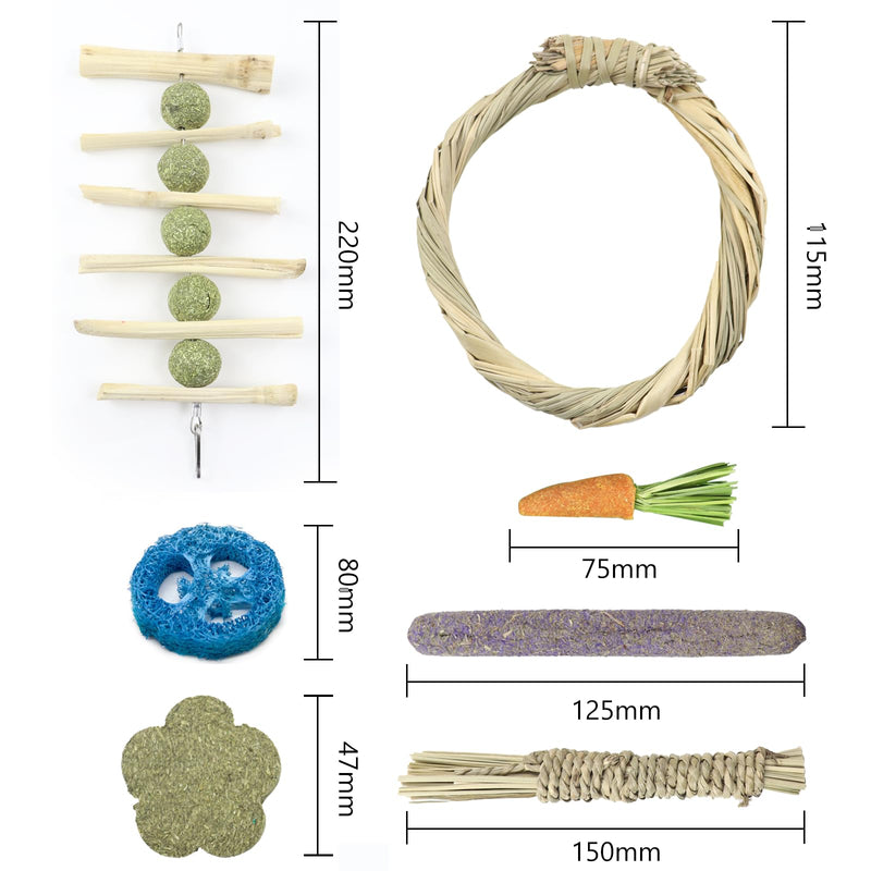 Rabbit chew toys, 17 pieces rabbit toys, hamster toys, rabbits, natural timothy grass chewing balls, nibbler, rabbit accessories for bunnies, chinchillas, hamsters, guinea pigs, gerbils - PawsPlanet Australia