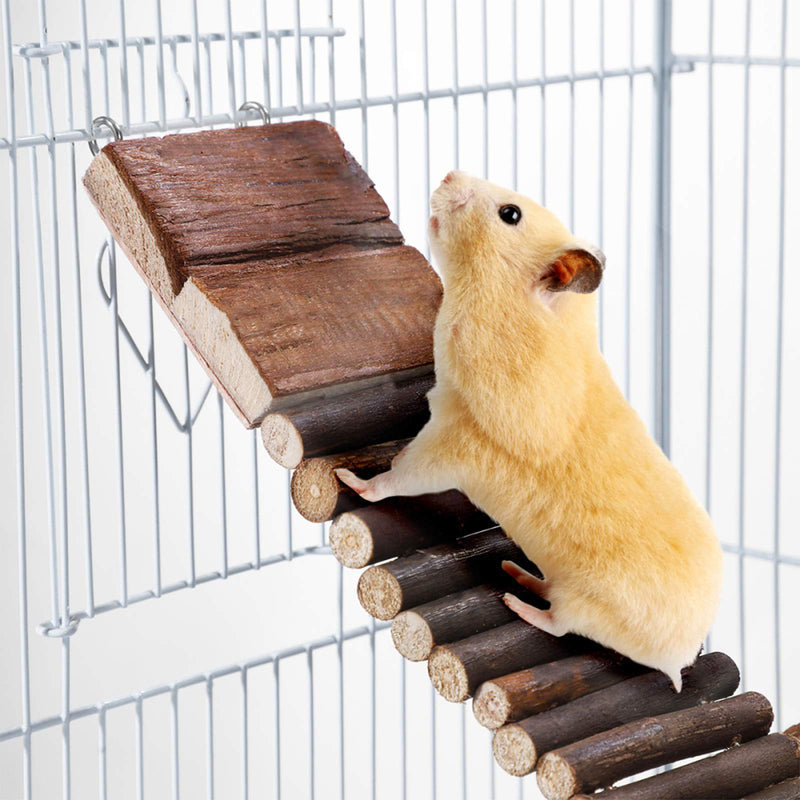 Hamiledyi Hamster Suspension Bridge,Rat Long Bendy Bridge Wooden Climbing Ladder Cage Accessories for Syrian Hamster Chinchilla Guinea Pig Gerbil Chipmunk Mouse Rat - PawsPlanet Australia