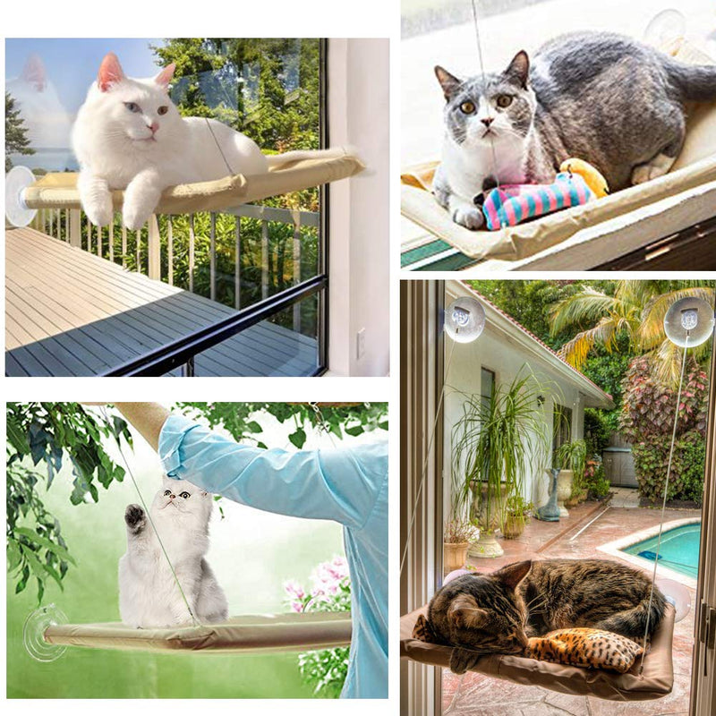 [Australia] - Angela&Alex Window Cat Bed, Cat Window Seat Window Perch Bed Hammock with 2 Extra Replaceable Suction Cups Space Saving All-Around 360° Sunbath Holds Up to 55 lbs for Any Cat Size 