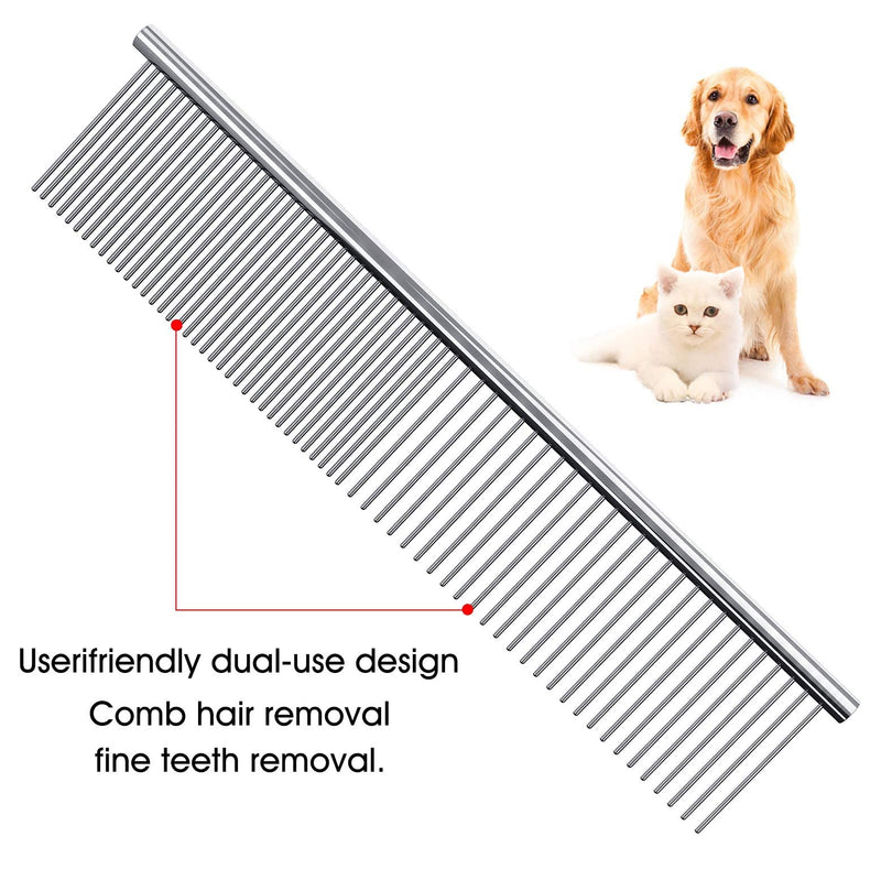 Petsvv 2 Pack Pet Stainless Steel Grooming Dog Cat Comb Tool - PawsPlanet Australia