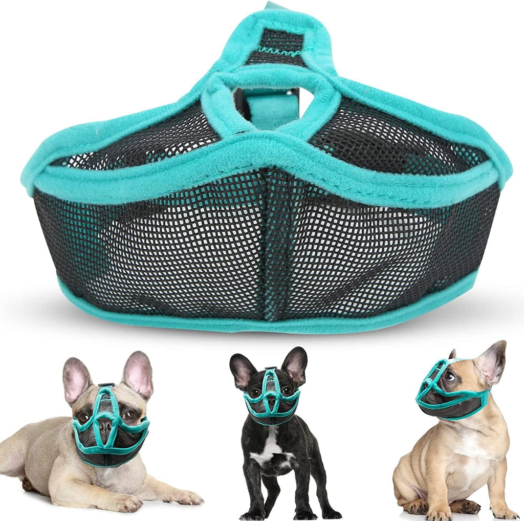 Muzzle for dogs, dog muzzle with short snout, mesh adjustable muzzle French bulldog, breathable short snout anti-bite bulldog for anti-biting, anti-bark licking S - PawsPlanet Australia