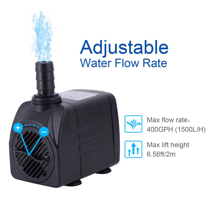 [Australia] - UWND Submersible Water Pump, Water Pump for Fountains, Pool, Pond, Aquarium, Hydroponics (400GPH,25W 