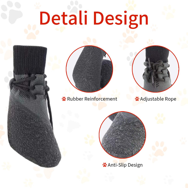 TIMCANPY Dog Socks Anti-Slip Knit Dog Paw Protector Waterproof Dog Booties for Indoor Outdoor Wear XS - PawsPlanet Australia