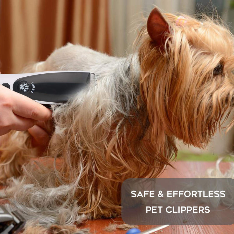 Cordless Dog Clippers, Low Noise Electric Dog Shaver Pet Clippers USB Rechargeable Sharp Grooming Trimmer for Dogs Cats, 2 Guide Combs 3/6mm 9/12mm Included (white1)) Silver - PawsPlanet Australia