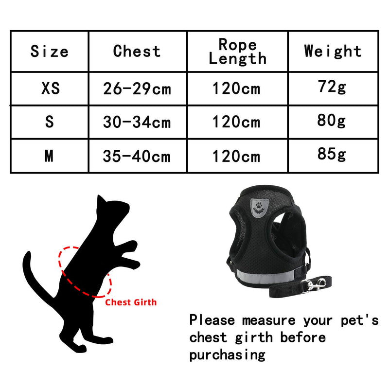 EKKONG Cat Harness, Cat Harness and Lead Set Escape Proof, Adjustable Cat Vest Harness, Kitten Collar with Reflective Strip for Cat Kitten Dog M Black - PawsPlanet Australia