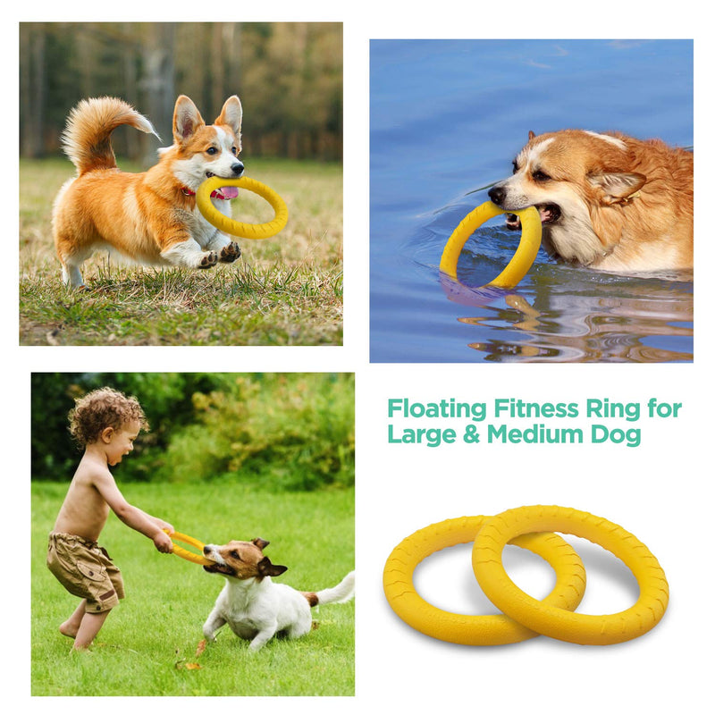 KONKY Water Floating Toys, Bite-Resistant EVA Dog Chew Toy Fetch Pool Toy Flying Discs Rings Balls, Great for Summer Water Fun, Outdoors Training or Fetch Game, for Medium/Large Dogs (Yellow, 4-Pack) - PawsPlanet Australia