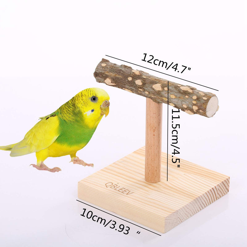 QBLEEV Bird Tabletop Training Stand Perch，Portable Parrot Tee Play Stands, Natural Wood Bird Cage Toys Gym Playground for Small Medium Parakeets Cocktails Conures Lovebirds Finch - PawsPlanet Australia