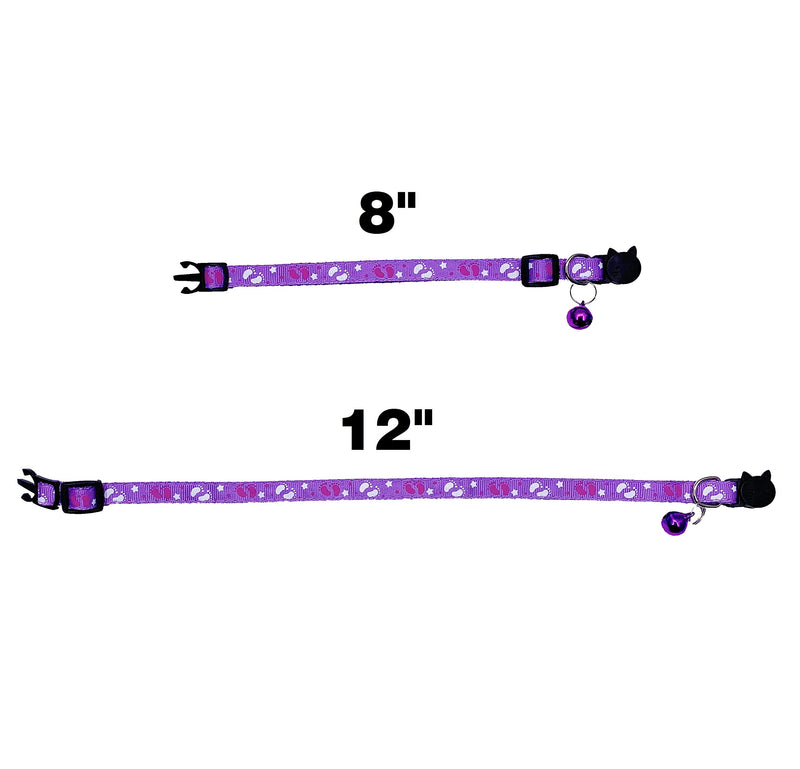 [Australia] - PACCOMFET 6 Pcs Breakaway Cat Collars Adjustable Colorful Nylon Safety Pet Collar Printed Footprint with Bells 