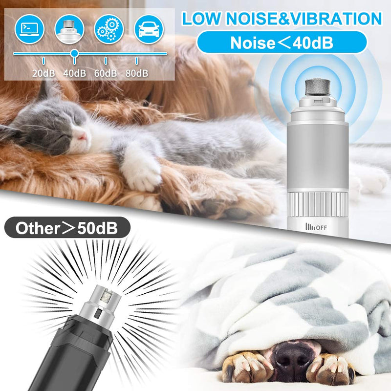 Petural Dog Nail Grinder,Cat Nail Grinder Quiet,Professional Nail Grinder for Dogs,Speed Adjustable Dog Nail Trimmer,Nail Trimmer for Dogs 20h Working Time,Electirc Nail File for S/M/L Dogs&Cats White - PawsPlanet Australia