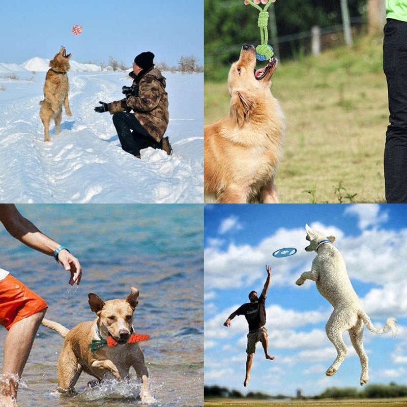 Dog Toys for Puppy, 8 Packs Dog Toys Rope Ball Frisbee Durable for Small to Medium Dogs Interactive Playset Indestructible Cotton Knot Green8 - PawsPlanet Australia