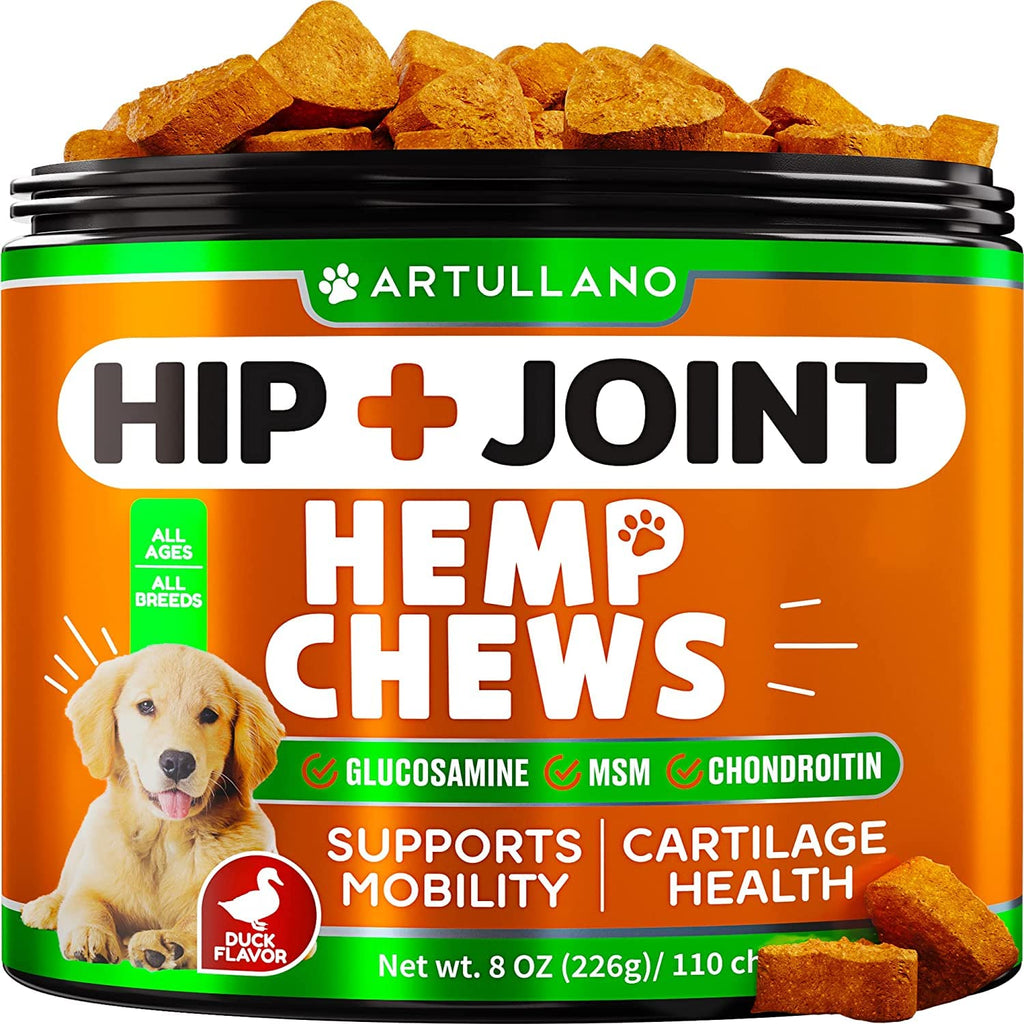 Artullano Hip and Joint Supplement for Dogs - Hemp Oil, Glucosamine, Chondroitin - Dog Joint Supplement - Made in USA - PawsPlanet Australia