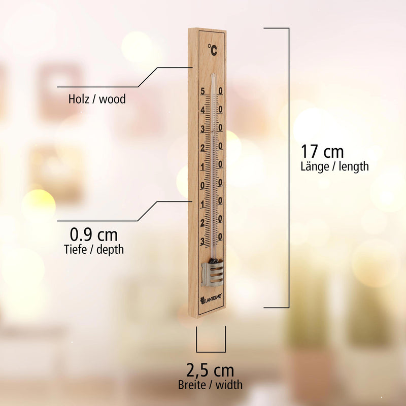 Lantelme® room thermometer analogue set of 5 15cm wooden thermometer made in German beech wood also for outside and inside (5) 5 - PawsPlanet Australia