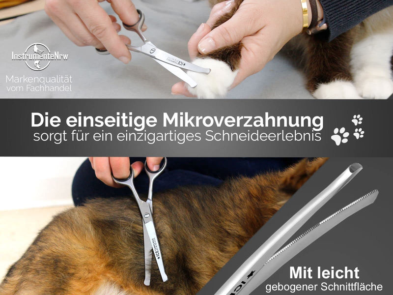 Fur scissors, dogs, dog hair scissors, curved paw scissors with micro-serration - professional fur hair scissors, scissors for animals, 16 cm with case - PawsPlanet Australia