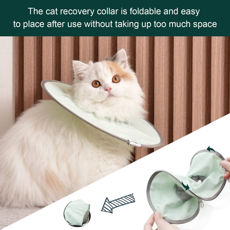 Cat Recovery Collar for After Surgery Adjustable Soft Elizabethan Collars Cat Lightweight Foldable Cat Cone with Self Adhesive Bandage M（4.7-9.8 in） Green - PawsPlanet Australia