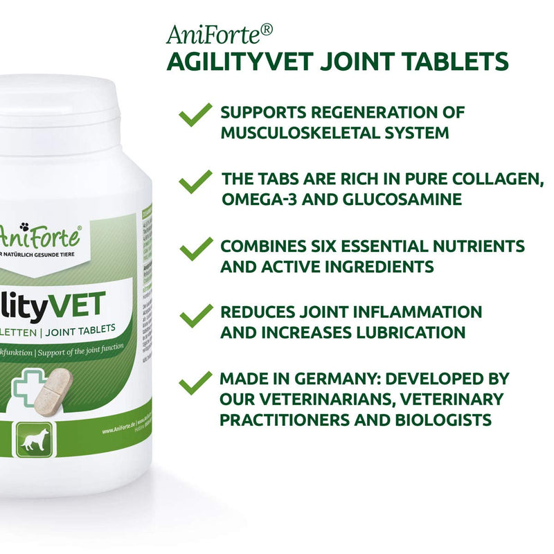 AniForte AgilityVet Mobility Wonder 120 Tablets for Dogs - Complete Joint Care Supplement with Omega 3, Powerful Green Lipped Mussel, Collagen Powder, Glucosamine & Chondroitin - PawsPlanet Australia