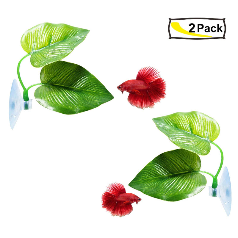 [Australia] - CousDUoBe Betta Fish Leaf Pad - Improves Betta's Health by Simulating The Natural Habitat（ Double Leaf Design, one Big and one Small ） 2 Pack Betta Fish Leaf 