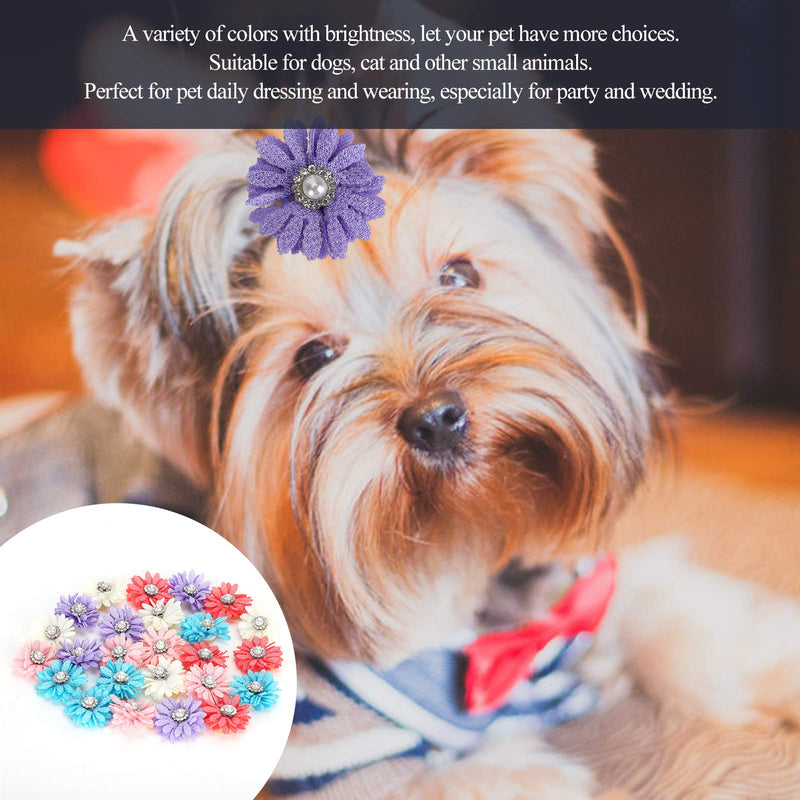 Zerodis 25PCS Dog Hair Bows Flowers, Pet Hair Bows with Rubber Bands Puppy Hair Grooming Accessories for Cats and Dogs - PawsPlanet Australia