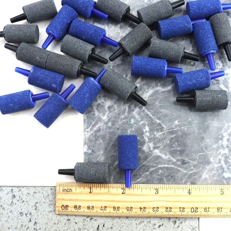 [Australia] - Heatoe 30 Pcs Air Stone Pump Bubble Diffuser Cylinder Stones Oxygen Stone Air Rock Aquarium Accessories for Hydroponics, Aquarium, Fish Tank(Blue, Grey) 