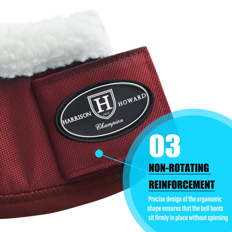Harrison Howard Fleece All Purpose Bell Boots-Ruby Large Ruby - PawsPlanet Australia