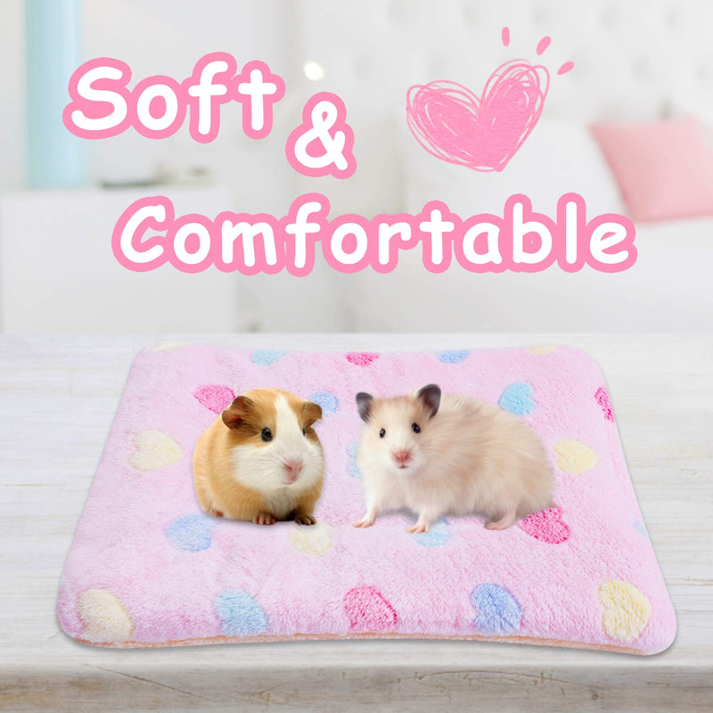 2Pcs Small Animal Plush Bed, Guinea Pig Hamster Rabbit Bed Mat for Bunny, Chinchilla, Squirrel, Hedgehog (12x14inch) Heart - PawsPlanet Australia