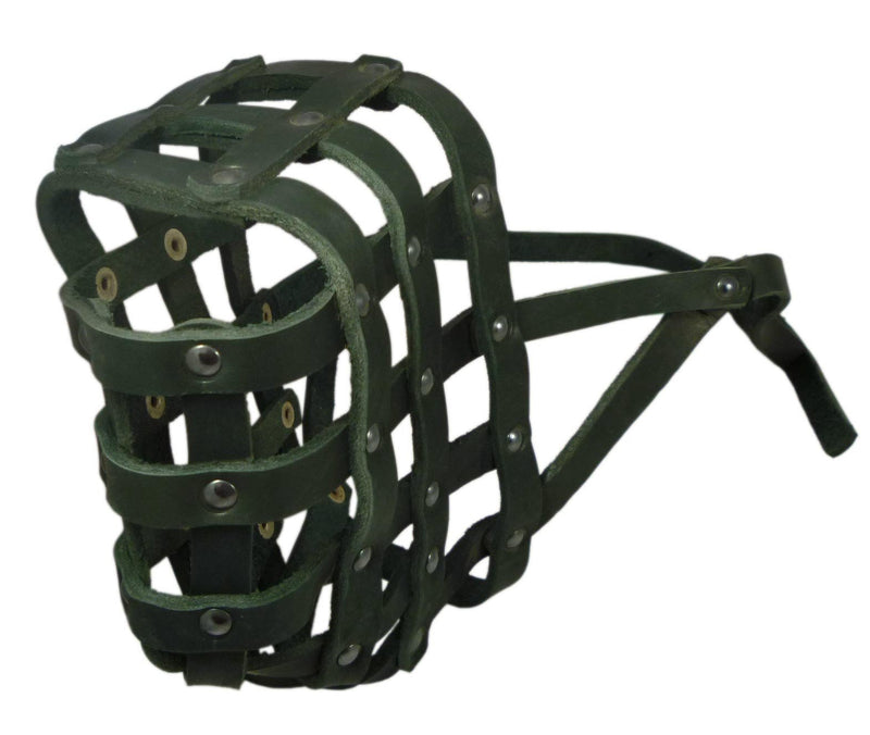 [Australia] - Real Leather Dog Basket Muzzle #115 Black (Circumference 18", Snout Length 4.7") Mastiff, Great Dane 
