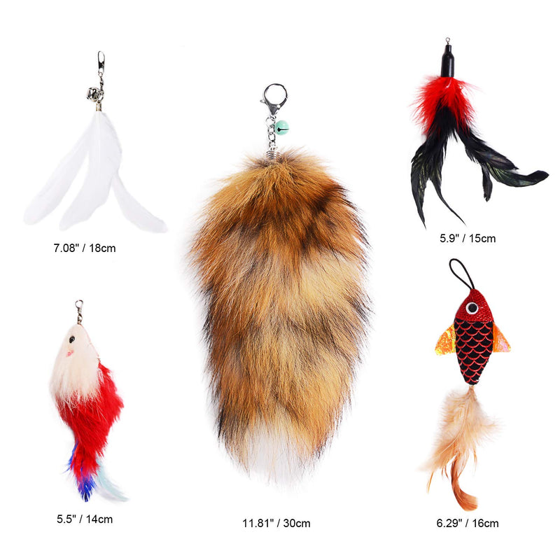 YILAKO Interactive Cat Toy Indoor Cat Feather Toys Retractable Cat Teaser Wand with 5 piece Feather Toys for Kitten - PawsPlanet Australia