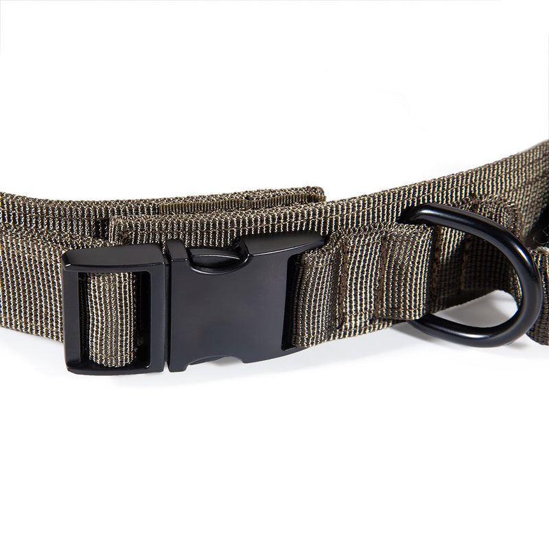 [Australia] - yisibo Tactical Dog Collar with Control Handle,Hook and Loop Panel for Dog ID Patch XL Size-Adjustable(20.9"-24.8") Ranger Green 