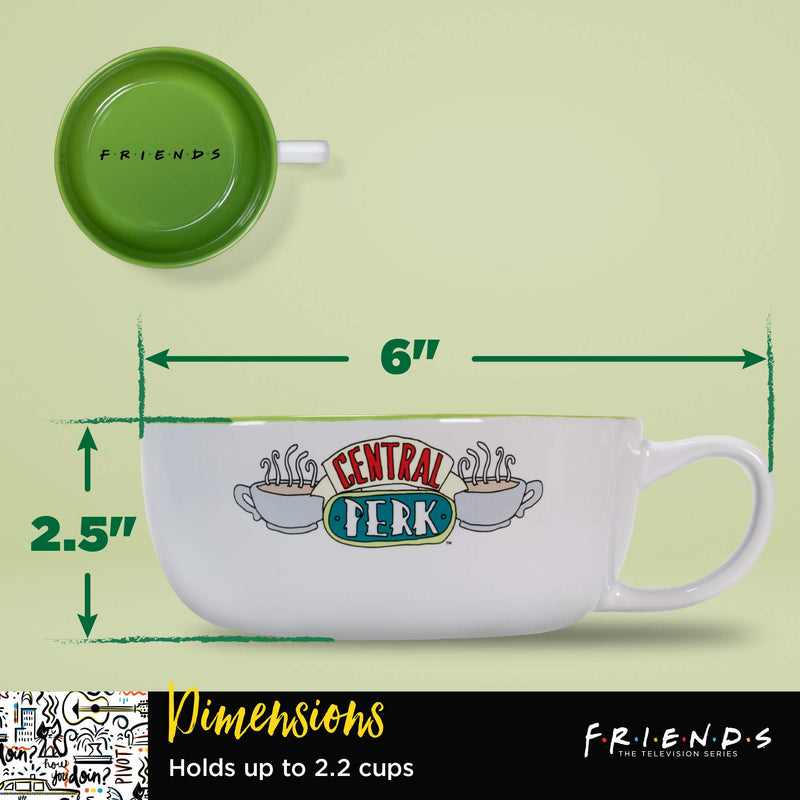 Warner Bros Friends TV Show Central Perk Ceramic Dog Food Bowl, 6 in | White Dog Bowl, Friends TV Show Mug Friends Merchandise for Friends Fans | Dog Water Bowl or Dog Food Bowl for Wet or Dry Food - PawsPlanet Australia