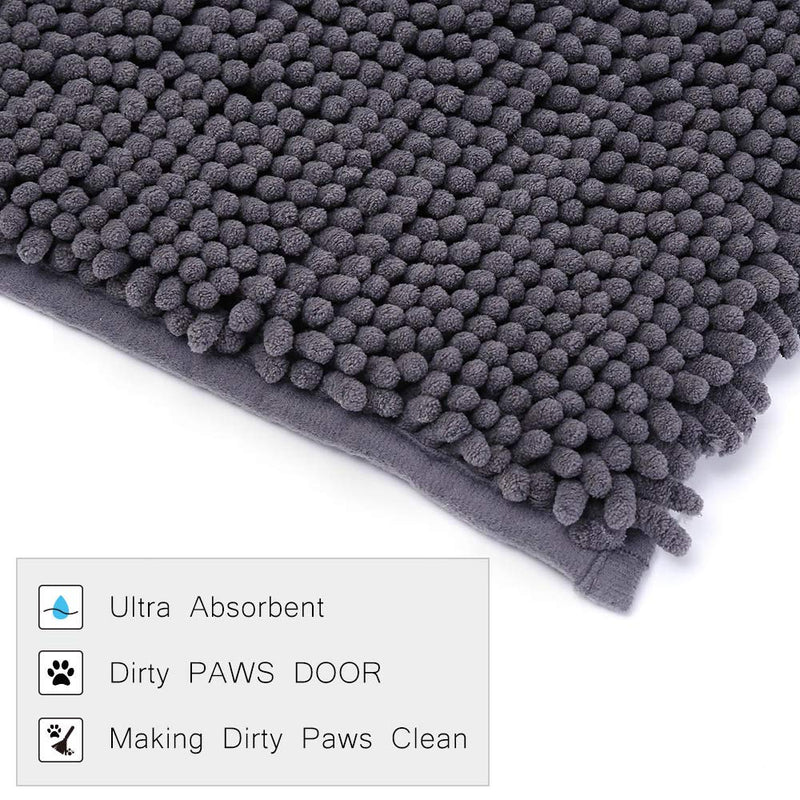 Dog Rug Bathroom Bath Rugs Pet Cat Doggy Rugs Mats Shaggy Chenille Pet Area Rugs Petbed Ultra Soft Water Absorbent Machine Washable Dry Floor Rugs Mats for Entryway to Clean Wet Dirty Feet 20 X 31 Inches Gray - PawsPlanet Australia