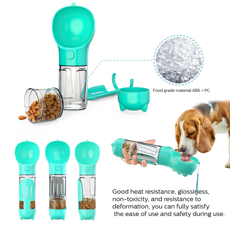 [Australia] - applemi Dog Water Bottle, Portable Puppy Water Drinking Dispenser, Multifunctional Dog Bowl with Food Storage, Garbage Bags & Shovel for Pets Outdoor Walking, Hiking, Travel (300ml) 