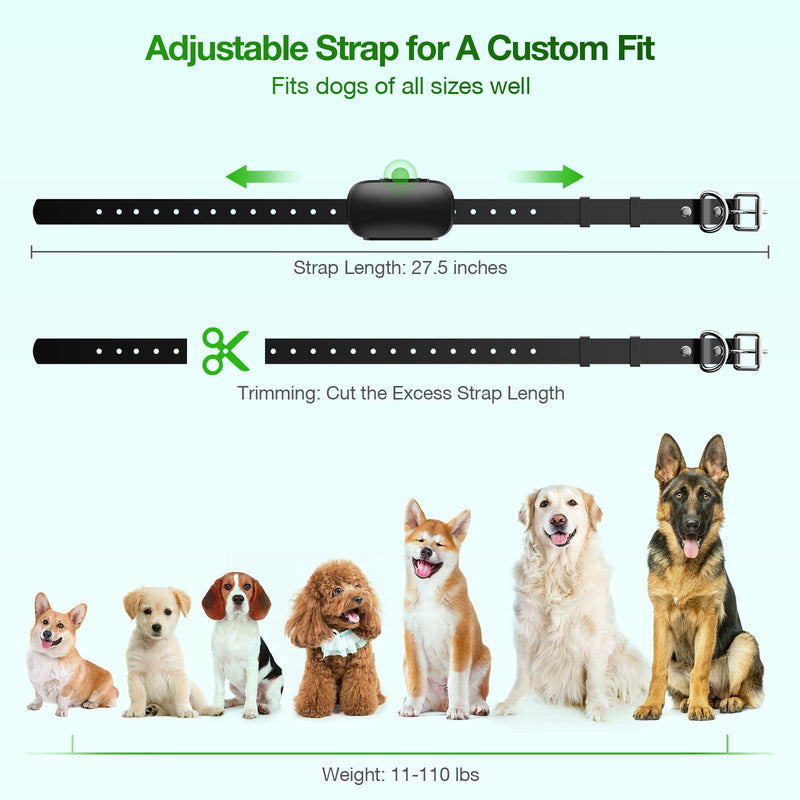 GHORA Dog Bark Collar Rechargeable Anti Barking Collar with 7 Adjustable Sensitivity and Intensity Beep Vibration Shock Bark Collar for Small Medium Large Dogs 10-110 lbs - PawsPlanet Australia