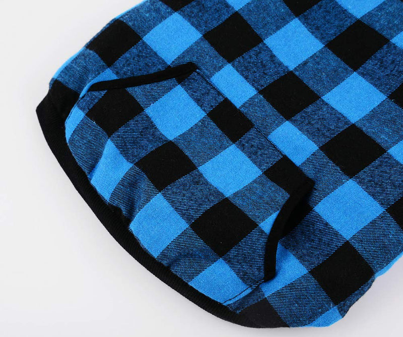 Rantow Windproof Pet Dog Jacket Winter Coat Detachable Hat Cold Weather Dog Vest Red Plaid/Blue Plaid Puppy Hoodie Sweater Clothing Outfits XXL Blue - PawsPlanet Australia