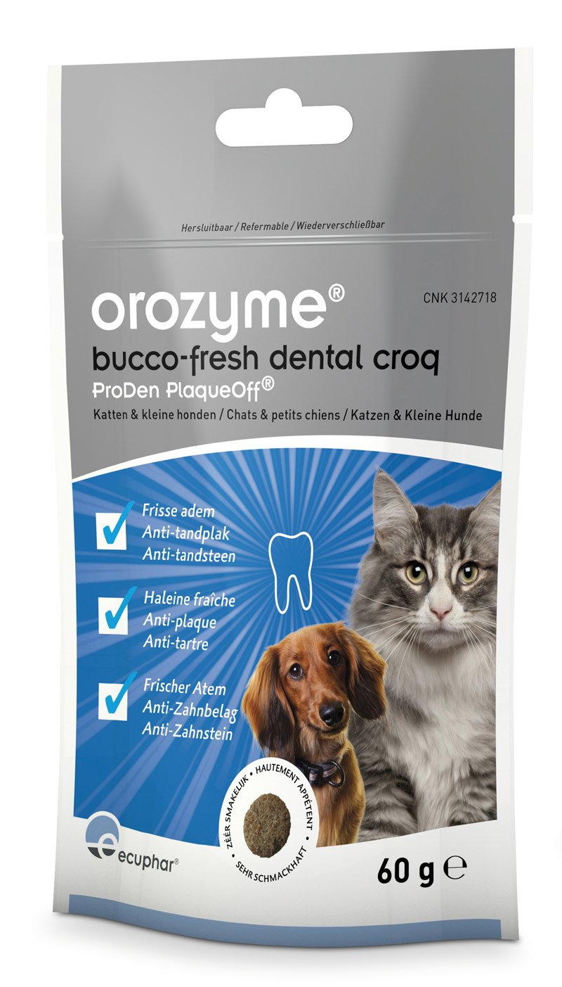 ecuphar Orozyme Bucco-Fresh Dental Croq for small dogs and cats - double pack - 2 x 60g - PawsPlanet Australia